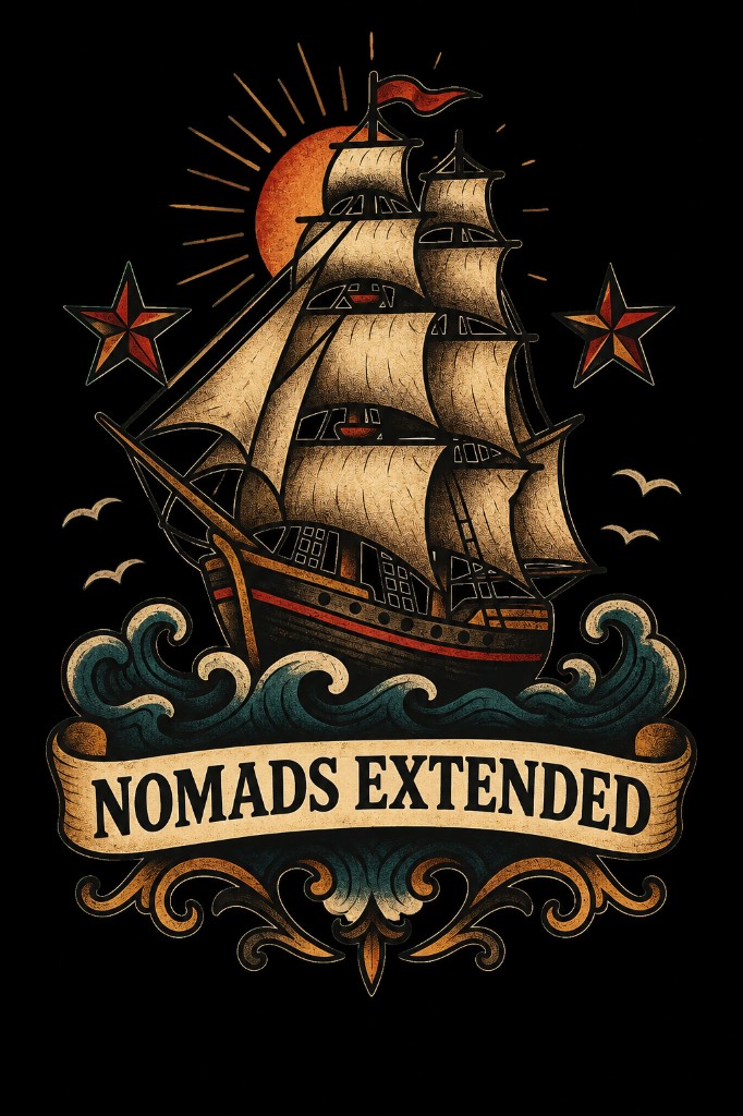 Nomads Extended ship artwork in classic tattoo style